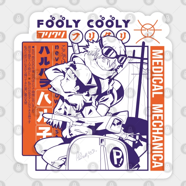 FLCL Haruko purple Sticker by paisdelasmaquinas